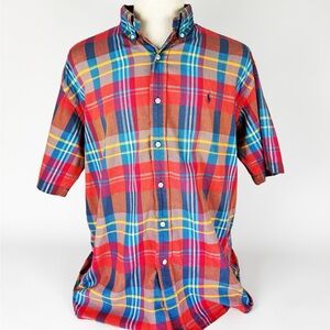 VTG Ralph Lauren Blake Madras Shirt Plaid Button Down Short Sleeve